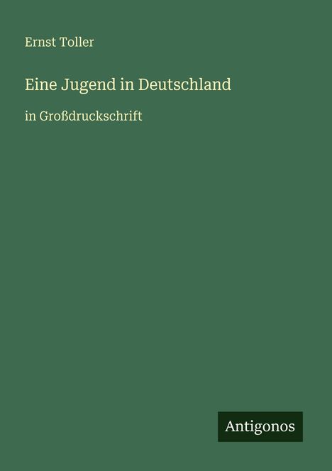 Ernst Toller: Eine Jugend in Deutschland, Buch