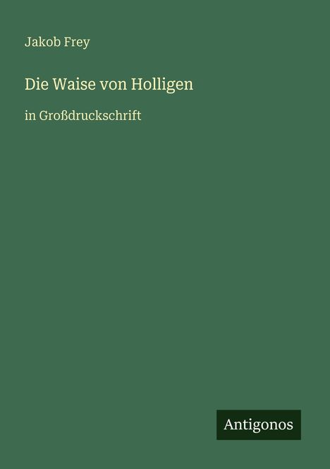 Jakob Frey: Die Waise von Holligen, Buch