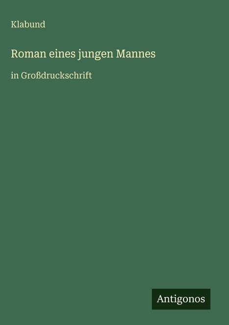 Klabund: Roman eines jungen Mannes, Buch