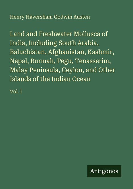 Buchtitel und Autor auf grünem Hintergrund mit weißem Text. Unten rechts kleines Logo mit "Antigonos".