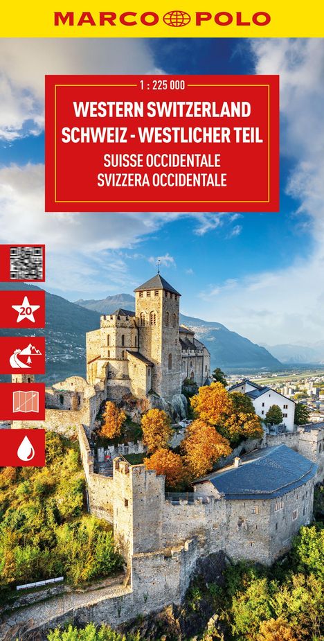 "Western Switzerland. Schweiz - Westlicher Teil. Suisse Occidentale. Svizzera Occidentale." Eine Burg auf einem Hügel.