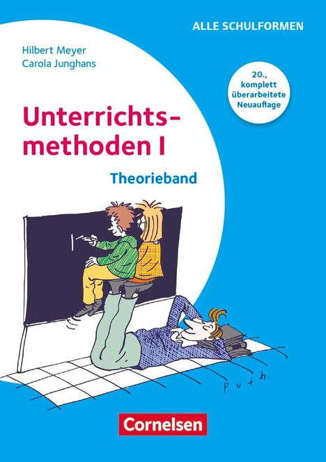 „Unterrichtsmethoden I: Theorieband", Autoren und Verlagsnamen. Illustration eines Lehrers mit Schüler an Tafel.