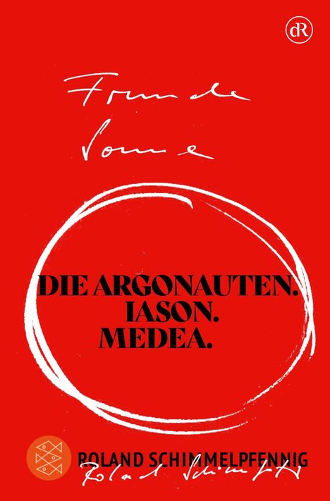 „DIE ARGONAUTEN. IASON. MEDEA.“ in schwarzer Schrift, weißes Kreis-Muster auf rotem Hintergrund. Logo oben rechts.