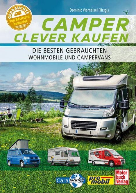 "Camper clever kaufen – Die besten gebrauchten Wohnmobile und Campervans." Ein Wohnmobil am See mit Natur im Hintergrund.