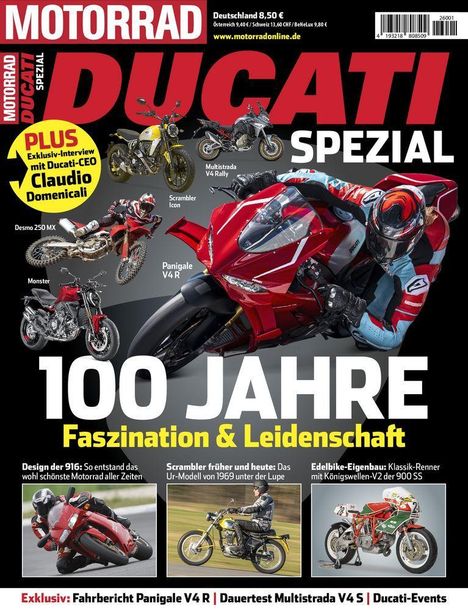 Beispielabbildung, MOTORRAD, DUCATI SPEZIAL, Panigale V2, Hypermotard, Multistrada V2, Streetfighter. Motorrad in Kurve.