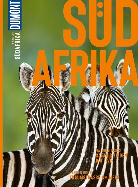SÜD AFRIKA, SAFARIS ZU DEN BIG FIVE. Zwei Zebras vor grünem Hintergrund, übereinander gelegte schwarz-weiße Streifen.