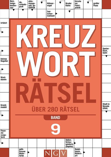 Kreuzworträtsel-Buchcover, "Kreuzworträtsel", "Über 280 Rätsel", "Band 9". Enthält Kreuzworträtsel-Elemente.