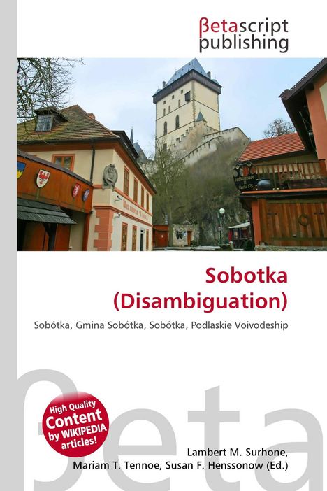"Betascript Publishing", "Sobotka (Disambiguation)", Beschreibung textlastig, Foto von Gebäuden und einem großen Turm.