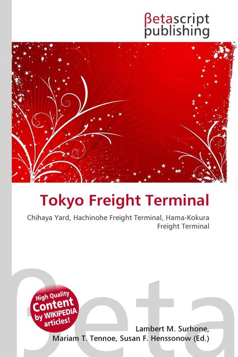 "Tokyo Freight Terminal" in Rot, dekorative florale Muster, Betascript Publishing Logo oben.