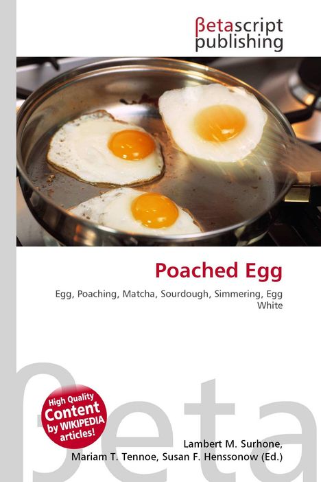 "Poached Egg", Betascript Publishing. Drei Spiegeleier in einer Pfanne. 