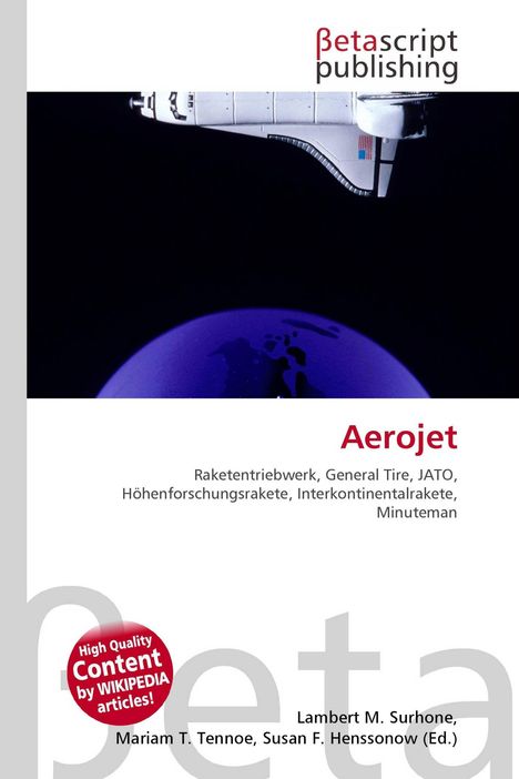 Logo "Betascript publishing". Titel: "Aerojet". Illustration: Teil eines Raumschiffs über Erde.