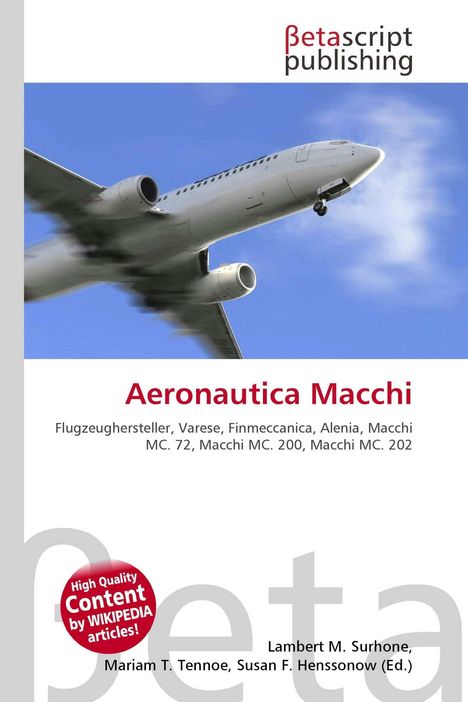 "Aeronautica Macchi", darunter ein Flugzeug am Himmel. Oben "βetascript publishing". Links rotes Siegel für Wikipedia-Inhalte.