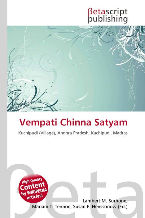 "Vempati Chinna Satyam" in roter Schrift. Zierliche, blau-grüne abstrakte Muster und "Betascript Publishing" Schriftzug.
