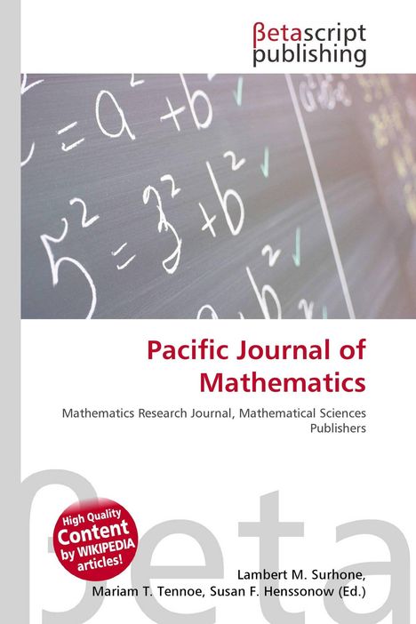 Beta script publishing, Pacific Journal of Mathematics, Tafel mit mathematischen Gleichungen, rotes Qualitätssiegel.
