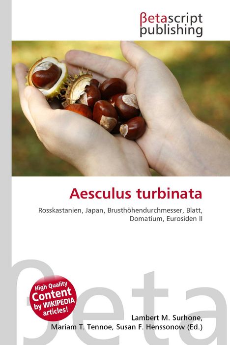 "Aesculus turbinata, Rosskastanien, Japan, Brusthöhendurchmesser, Blatt, Domatium, Eurosiden II" übergaben Hände voller Kastanien.