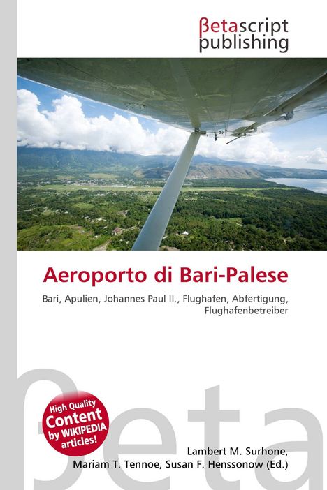 Buchcover mit Text: "Aeroporto di Bari-Palese" und "Betascript Publishing". Zeigt Blick aus Flugzeug auf grüne Landschaft.