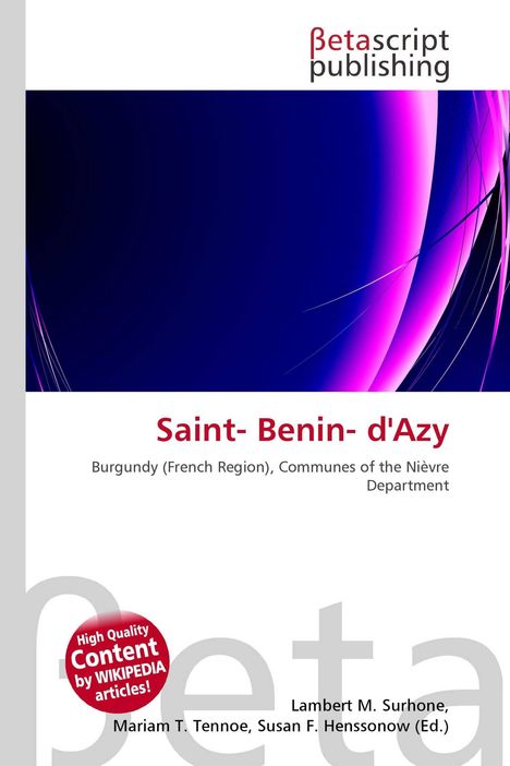 Saint-Benin-d'Azy, Burgundy, Communes of the Nièvre Department. Betascript Publishing Logo, abstrakte violette Form.