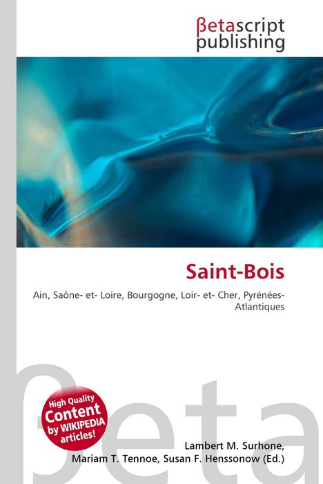 Logo „betascript publishing“, Text „Saint-Bois“ und „Ain, Saône-et-Loire, Bourgogne...“, Hintergrund in Blau.