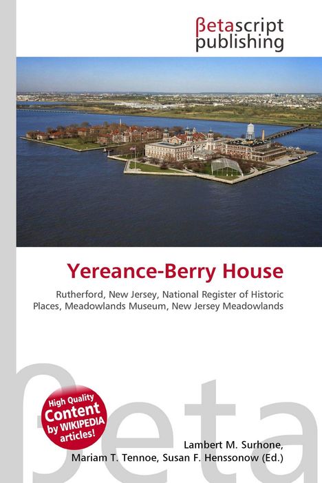 „Yereance-Berry House, Rutherford, New Jersey.“ Luftaufnahme einer Insel mit historischen Gebäuden und Parkanlagen.