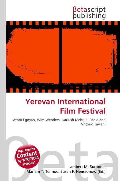 Betascript Publishing oben. Yerevan International Film Festival, Namen darunter. Hintergrund: Rotes Filmstreifen-Design.