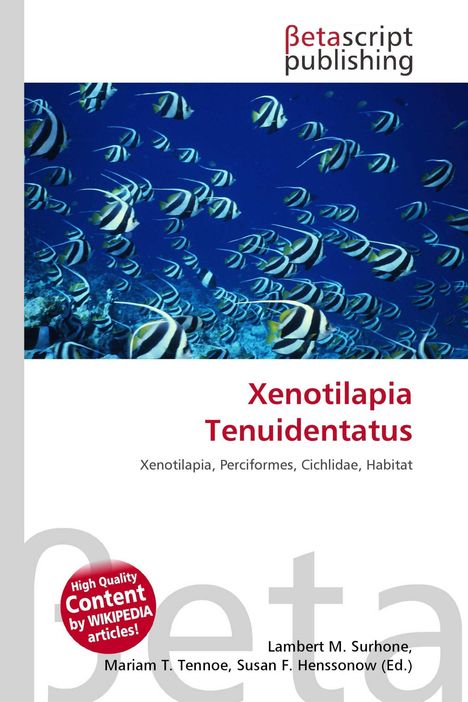"Xenotilapia Tenuidentatus. Xenotilapia, Perciformes, Cichlidae, Habitat" auf weißem Grund, Bild von Fischen im Meer.