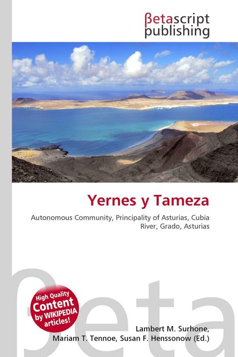 "Yernes y Tameza", Text über Region in Asturien. Oben Logo: "Betascript Publishing". Hintergrund: Küstenlandschaft.