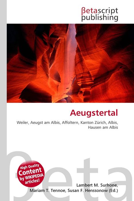 "Aeugstertal" in roter Schrift oben. Darunter: Weiler, Aeugst am Albis, Affoltern, Kanton Zürich, Albis, Hausen am Albis.