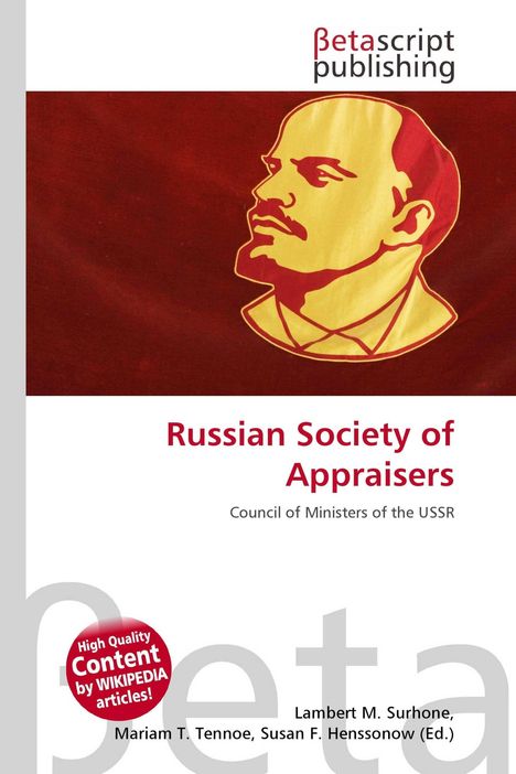 "Russian Society of Appraisers. Council of Ministers of the USSR." Illustration eines stilisierten Porträts in rot und gelb.