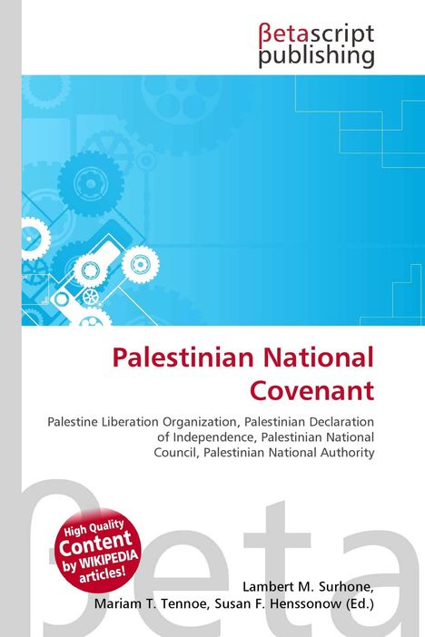 Die Texte lauten: "Palestinian National Covenant" und "High Quality Content by WIKIPEDIA articles!". Oben links ein Logo.