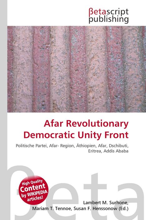 "Afar Revolutionary Democratic Unity Front" steht in Rot, darunter Orte in schwarz. Ein Logo und ein Zementmuster sind sichtbar.