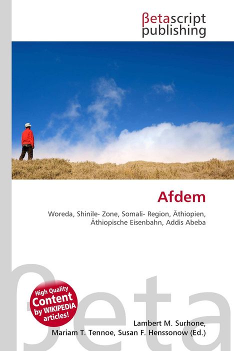 Afdem, Woreda, Shinile-Zone, Somali-Region, Äthiopien, Äthiopische Eisenbahn, Addis Abeba. Person in roter Jacke in Landschaft.