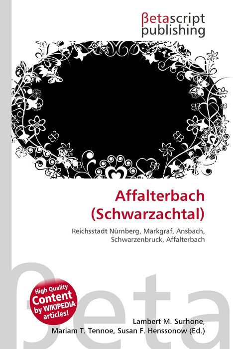 "Affalterbach (Schwarzachtal)", dekorativer schwarzer Rahmen mit floralen Motiven, "Betascript publishing" oben rechts.