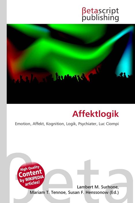 "Affektlogik" oben, darunter Begriffe wie "Emotion, Affekt" in schwarz; buntes, verschwommenes Licht mit Silhouetten von Menschen.