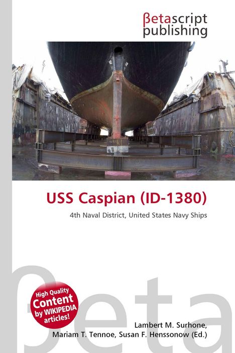 „USS Caspian (ID-1380)“, „4th Naval District, United States Navy Ships“. Foto eines Schiffs im Trockendock von unten.