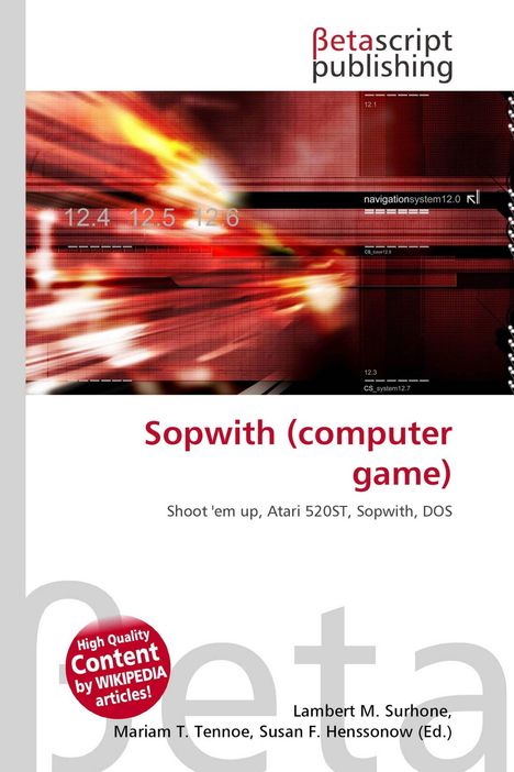 "Sopwith (computer game)", "Shoot 'em up, Atari 520ST, Sopwith, DOS". Moderne, rot-orange Illustration hinter Titeln.