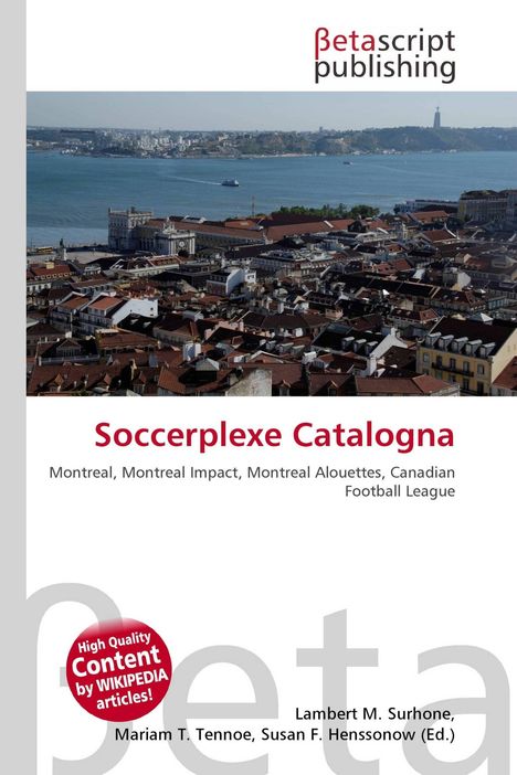 "Sockerplexe Catalogna" steht in roter Schrift auf weißem Hintergrund. Oben ist ein Stadtpanorama mit Wasser zu sehen.