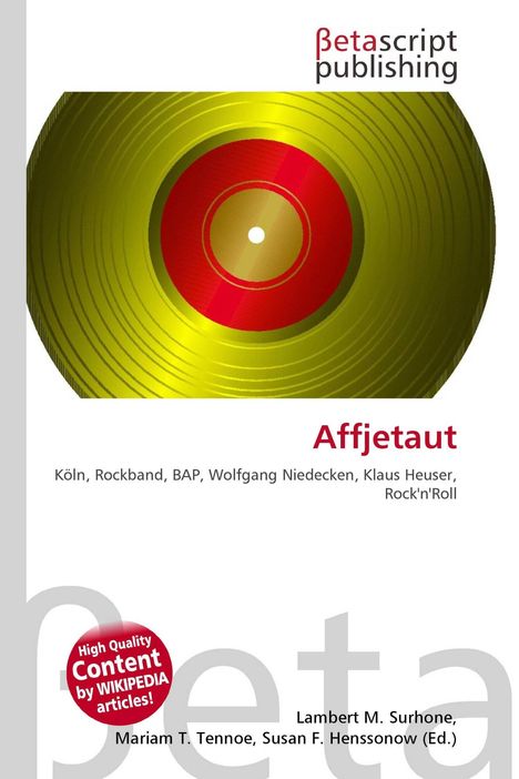 "Affjetaut, Köln, Rockband, BAP, Wolfgang Niedecken, Klaus Heuser, Rock'n'Roll" auf weißem Hintergrund mit Schallplattenmotiv.