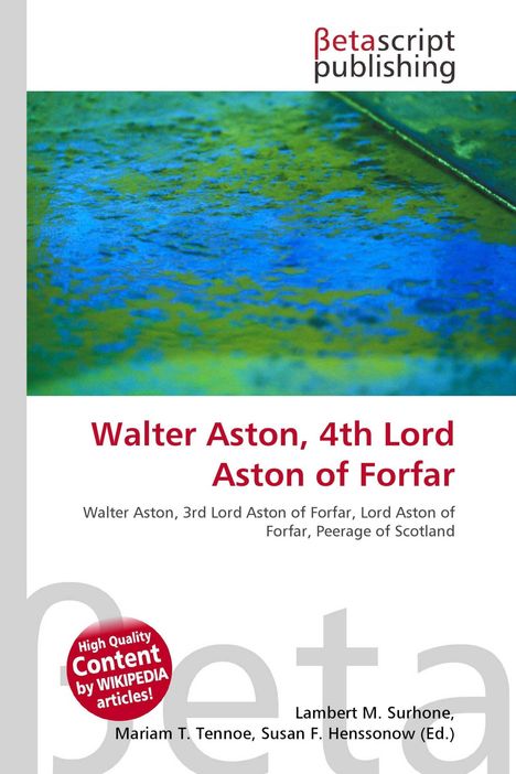 "Betascript publishing. Walter Aston, 4th Lord Aston of Forfar. Abstraktes, blau-grünes Gemälde mit Textur."
