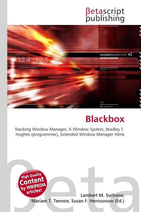 Titel: Blackbox. Verlag: Betascript Publishing. Dynamisches, rotes Design mit Zahlen und Linien im Hintergrund.