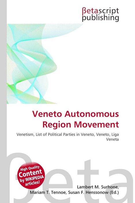 "Veneto Autonomous Region Movement" steht groß in der Mitte. Farbige Linien in Grün und Blau zieren das Design.