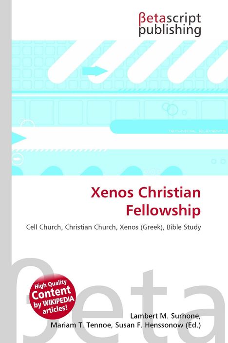 Xenos Christian Fellowship, Cell Church, Christian Church, blaues technisches Muster, Logoschrift "βetascript publishing".