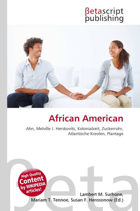 Logo "Betascript Publishing", Titel "African American". Ein Mann und eine Frau sitzen auf einem Sofa, halten sich die Hände.