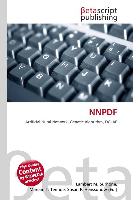 Text oben: "betascript publishing". Titel: "NNPDF". Weitere Begriffe: "Artificial Nural Network, Genetic Algorithm, DGLAP".