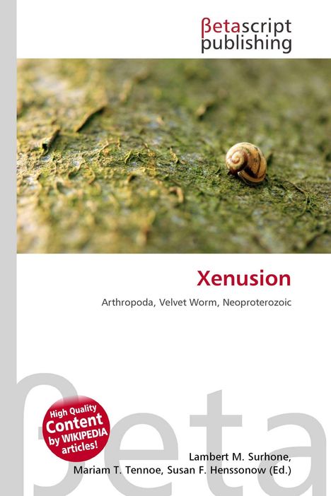 BetaScript Publishing, Xenusion, Arthropoda, Velvet Worm, Neoproterozoic. Kleine Schnecke auf moosigem Untergrund.