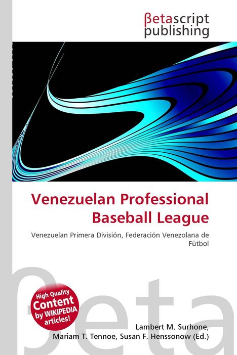 "Venezuelan Professional Baseball League", darunter wellenförmiges blau-schwarzes Muster und "Betascript Publishing" oben.