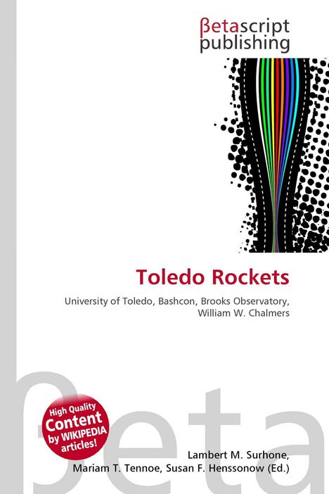 Toledo Rockets. University of Toledo, Bashcon, Brooks Observatory, William W. Chalmers. Illustration mit Streifen und Punkten.
