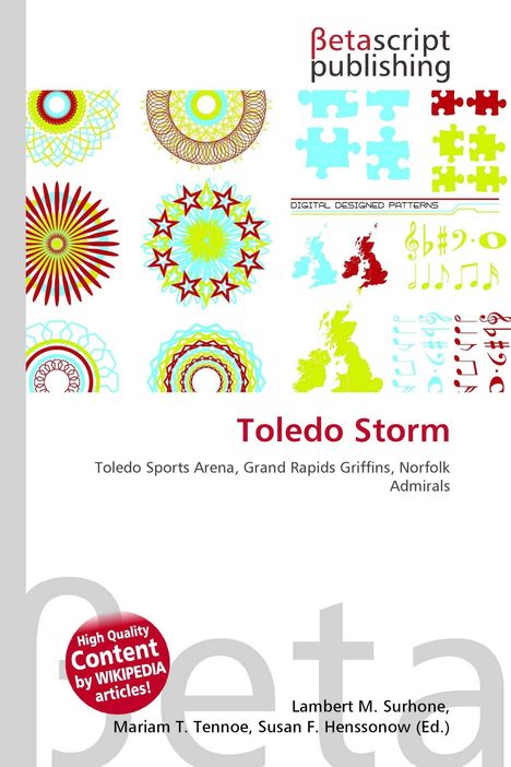 Betascript Publishing, Toledo Storm, Toledo Sports Arena, Designs und Symbole in bunten Farben.