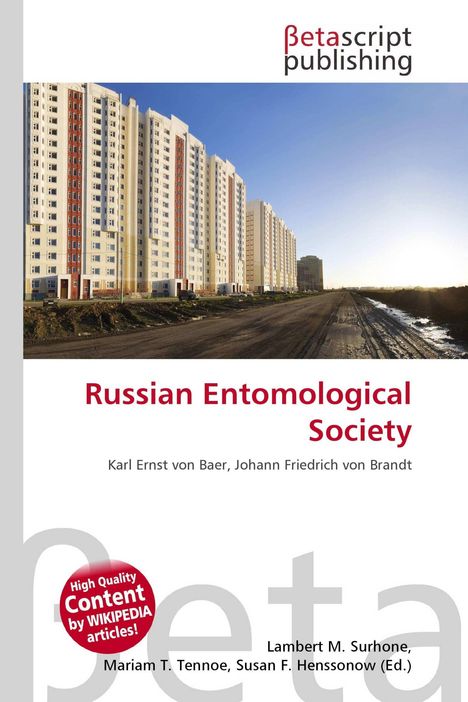 Text: "Russian Entomological Society", darunter Autoren. 
Abbildung: Lange Reihe moderner Hochhäuser unter blauem Himmel.