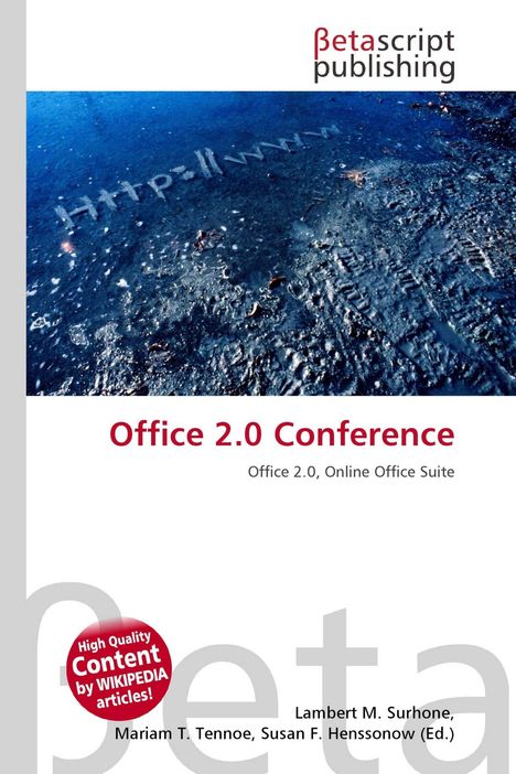 "Office 2.0 Conference", darunter "Office 2.0, Online Office Suite". Eisige Oberfläche mit "http://" eingeritzt.