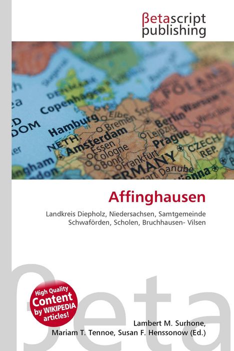 Affinghausen, Landkreis Diepholz, Niedersachsen. Logo von Betascript Publishing, Karte von Europa mit Städtenamen.
